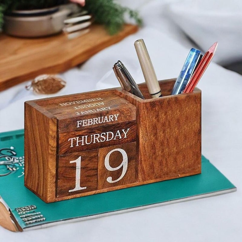 Frescorr - Calendar Block - Wooden Perpetual Desk Calendar - Home and Office Decor, 6.5 x 2.0 x 3.5 inches (Dalbergia sisso - One of the world's finest wood) - Image 4